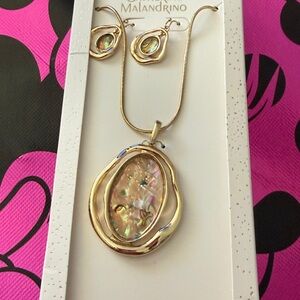 Catherine Malandrino Gold Necklace with Iridescent Pendant